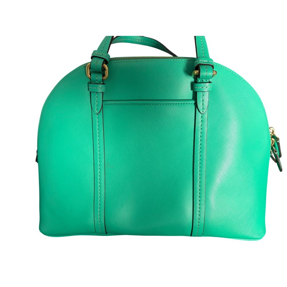 Coach F21907 Saffiano Leather Dome Satchel Turquoise Green Top Handle Handbag - Picture 2 of 16